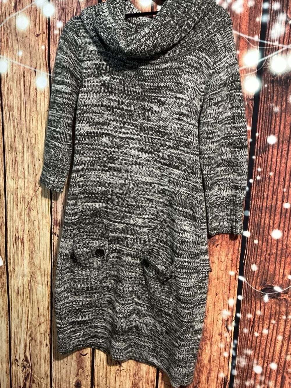 Alyx Cowl Neck Spacedye Knit Sweater Dress with Pocket Detail Size Medium